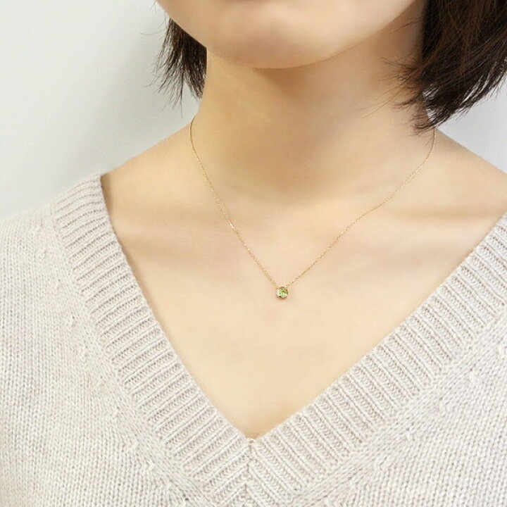 楽天市場】K10YG ダイヤモンド 0.010 CT ペリドット ムーンネックレス 
