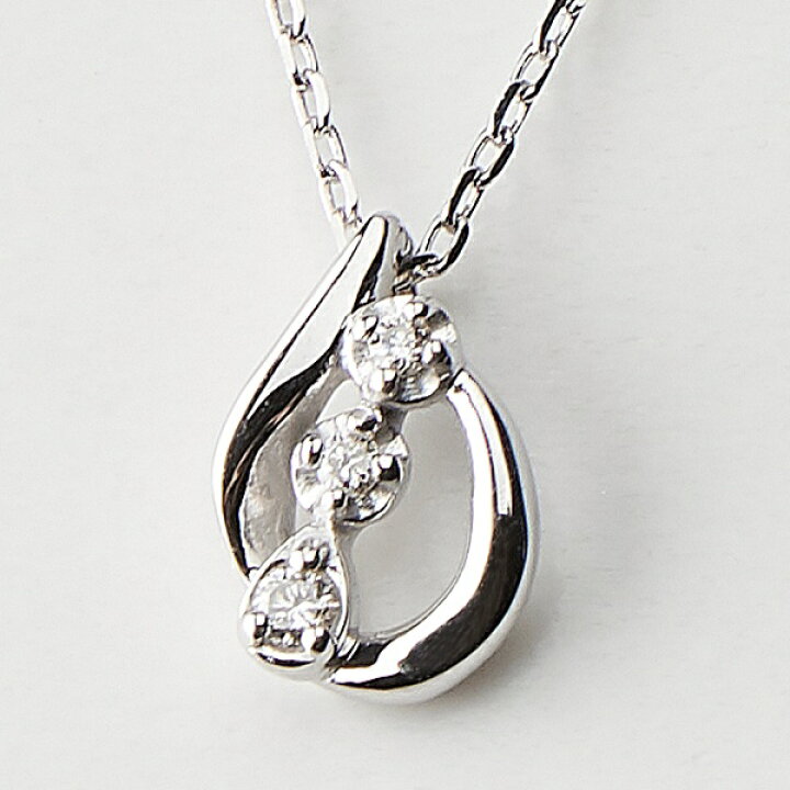 楽天市場】K10WG ダイヤモンド0.010 CT ドロップモチーフ ネックレス 
