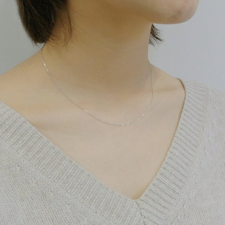 楽天市場】K10WG スライドピン付きチェーンネックレス／ ヴイエー ヴァンドーム青山 チェーンネックレス