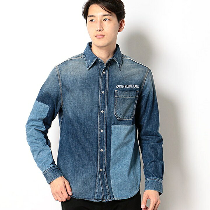 楽天市場】【CALVIN KLEIN JEANS】パッチワーク デニム シャツ 