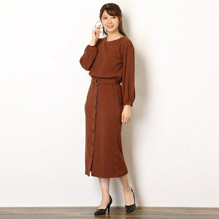 楽天市場 カバーリングリブ前ボタン付ワンピース イング Ingni 丸井 マルイ 楽天市場店