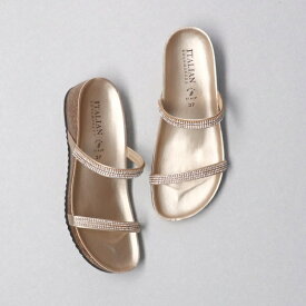 ITALIAN SHOEMAKERS◆4cmヒール◆ダブルラインストーンサンダル／ブリジットバーキンセレクト（Bridget Birkin Select）