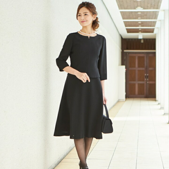 楽天市場 ブラックフォーマル 夏 ウォッシャブル対応サマーワンピース ブラックフォーマル 喪服 礼服 葬儀 ソリテール 丸井 マルイ 楽天市場店