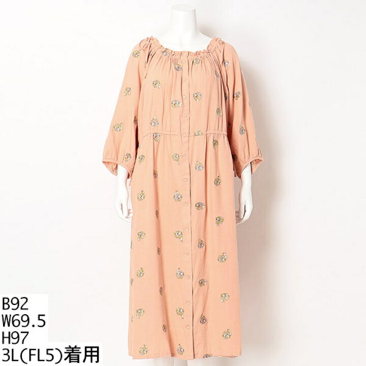 楽天市場】花束うさぎ刺繍ワンピース／フランシュリッペ（大きいサイズ  