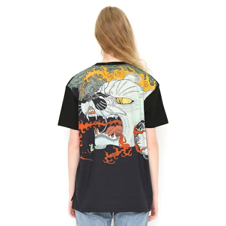 楽天市場】【ユニセックス】コラボレーションバック総柄Tシャツ/ねこ 