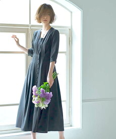 【S〜5L】【手洗い】2wayフロントボタンタックワンピース／ルイルエブティック（RUIRUE BOUTIQUE）