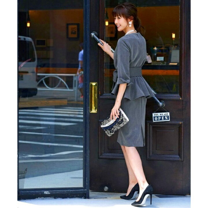 楽天市場】フレアーペプラムスカートセットアップフォーマルセレモニー  