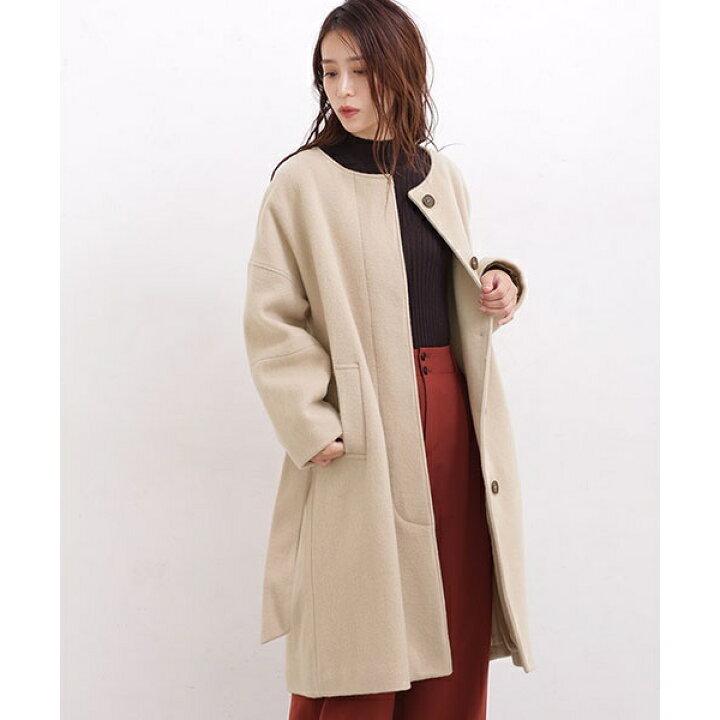 楽天市場】【WEB限定】尾州ウールベルテッドノーカラーコート／ナノ  
