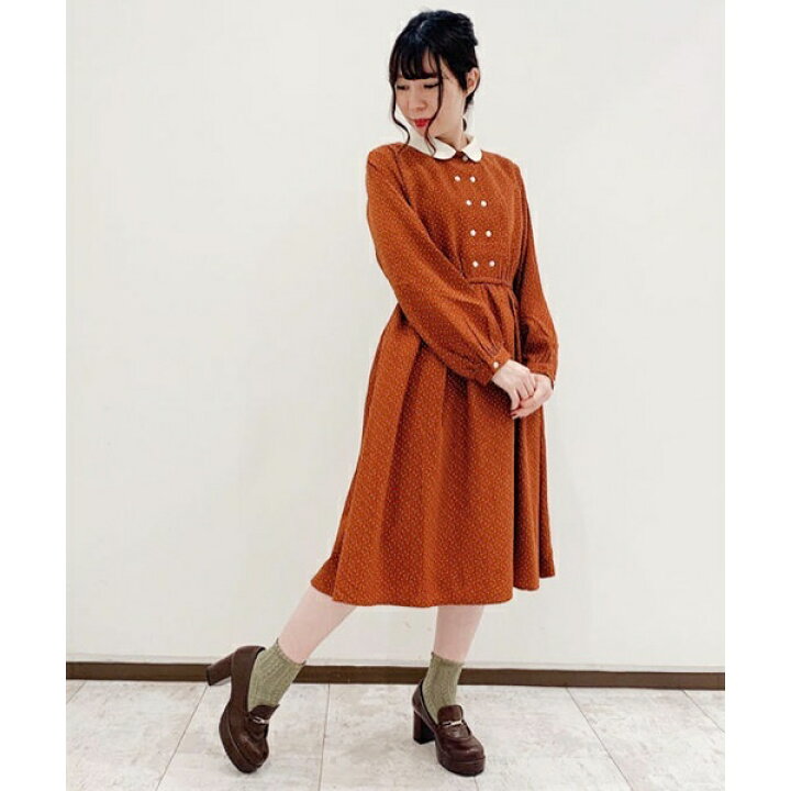 楽天市場 小紋柄ダブル釦ワンピース F I N T フィント Fint 丸井 マルイ 楽天市場店