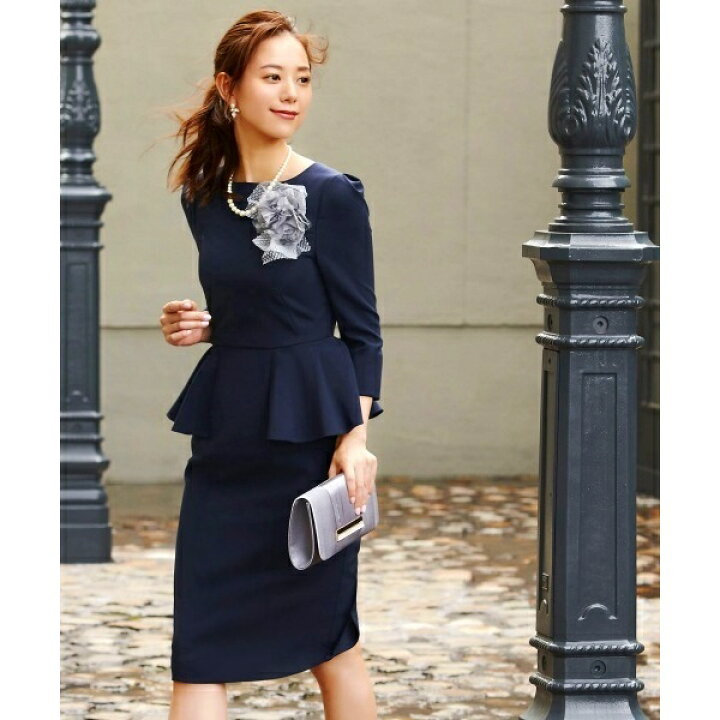 楽天市場 ペプラム付きｉラインワンピース 結婚式 お呼ばれ対応フォーマルパーティードレス ルイルエブティック Ruirue Boutique 丸井 マルイ 楽天市場店