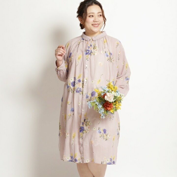 楽天市場】【21号】スウィングフラワープリント前開きワンピース（花柄  