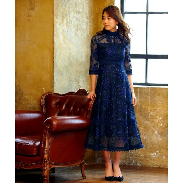 楽天市場】フラワー刺繍レースワンピース/結婚式・お呼ばれ対応 