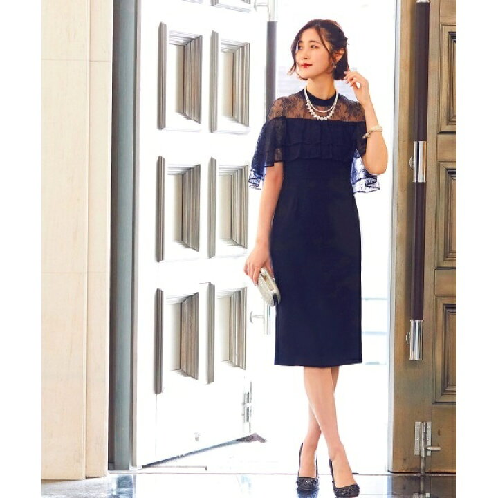 楽天市場 レースフリルケープ風ワンピース 結婚式 お呼ばれ対応フォーマルパーティードレス ルイルエブティック Ruirue Boutique 丸井 マルイ 楽天市場店