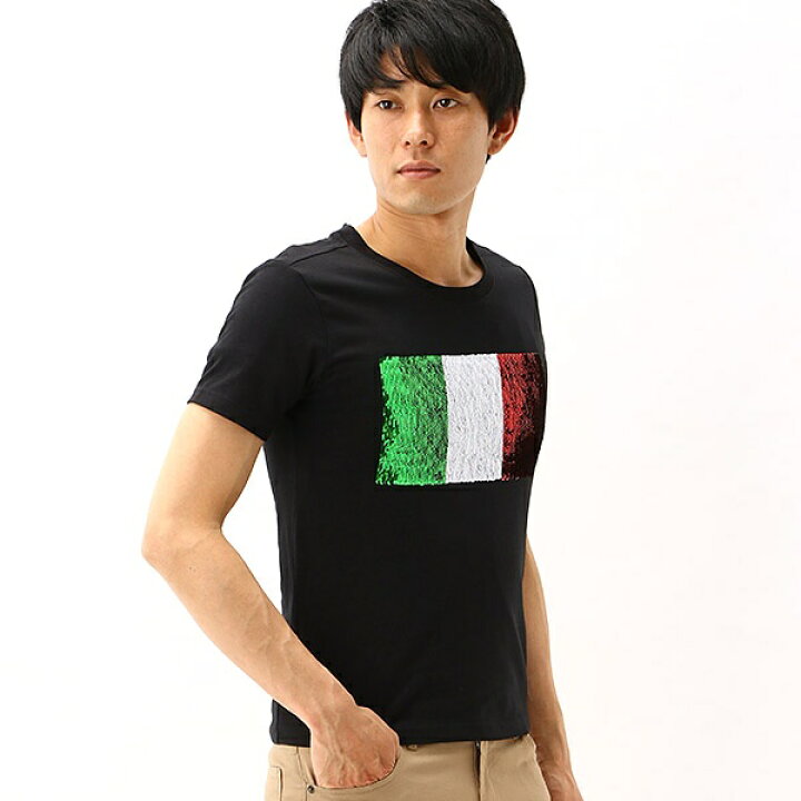 楽天市場】【Stra Raggio】イタリア国旗×ロゴ 反転スパンコールTシャツ 