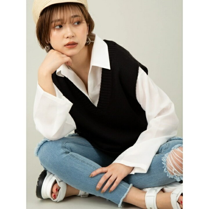楽天市場 深vネックbigニットベスト セシルマクビー Cecil Mcbee 丸井 マルイ 楽天市場店