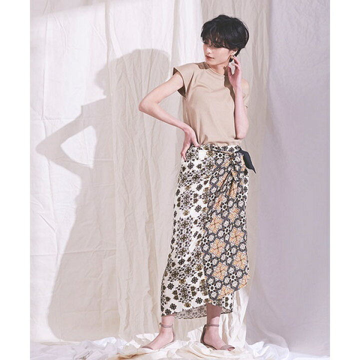 楽天市場】ODORANTES/パネルプリントラップスカート／ナノ・ユニバース  