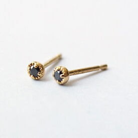 ★WEB限定★[セカンドピアス] K18ブラックダイヤモンドミルワクピアス0. 04ct／テイクアップ ピュア（TAKE-UP pure）