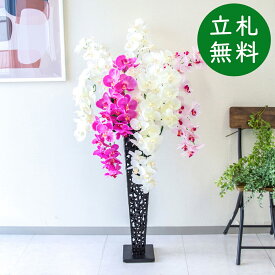 造花 スタンド アレンジ 祝い 開店 開業 H約125cm 移転 装飾 フラワー 花 ギフト プレゼント アレンジメント フェイク 店舗 住宅展示場 モデルハウス ホテル [お祝い立札無料] 通年【PA629-IR72BK 造花スタンドアレンジ(胡蝶蘭)/アイアンスタンド72BK】GG