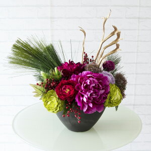 造花テーブルアレンジメント 高さ50cm プラスチック合成樹脂鉢 / フラワーアレンジメント インテリアフラワー フェイク 卓上 おしゃれ 装飾 置き型 店舗装飾 店内装飾 (PAS037)