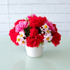 造花テーブルアレンジメント 高さ15cm 陶器鉢 / フラワーアレンジメント インテリアフラワー フェイク 卓上 おしゃれ 装飾 置き型 店舗装飾 店内装飾 (PAS053)