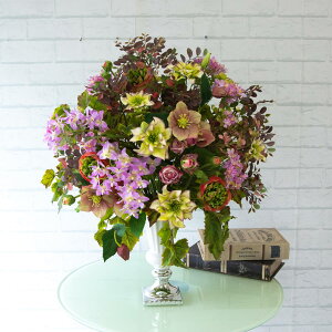 造花テーブルアレンジメント 高さ65cm 陶器鉢 / フラワーアレンジメント インテリアフラワー フェイク 卓上 おしゃれ 装飾 置き型 店舗装飾 店内装飾 (PAS073)