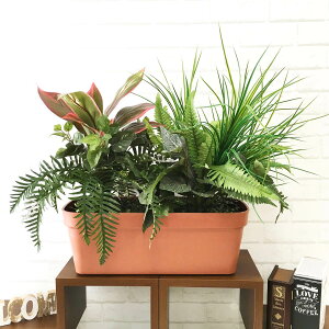 造花プランター フラワープランター フラワーアレンジメント フェイクグリーン 店舗装飾 ディスプレイ パチンコ店 工事現場 住宅展示場 モデルハウス ショールーム 通年 グリーン/PF261-LB 造