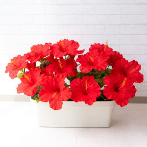 造花プランター フラワープランター フラワーアレンジメント フェイクグリーン 店舗装飾 ディスプレイ パチンコ店 工事現場 住宅展示場 モデルハウス ショールーム 夏装飾 レッド/PF289-WH 造