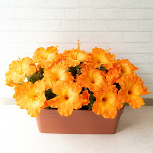 造花プランター フラワープランター フラワーアレンジメント フェイクグリーン 店舗装飾 ディスプレイ パチンコ店 工事現場 住宅展示場 モデルハウス ショールーム 夏装飾 オレンジ/PF290-LB