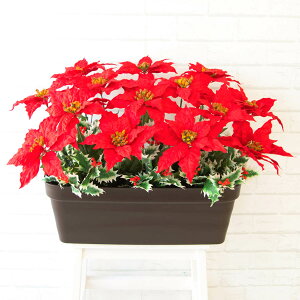 造花プランター フラワープランター フラワーアレンジメント フェイクグリーン 店舗装飾 ディスプレイ パチンコ店 工事現場 住宅展示場 モデルハウス ショールーム 冬装飾 クリスマス レッ