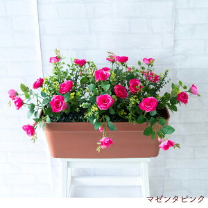 造花プランター フラワープランター フラワーアレンジメント フェイクグリーン 店舗装飾 ディスプレイ パチンコ店 工事現場 住宅展示場 モデルハウス ショールーム 通年 マゼンタピンク/PF5