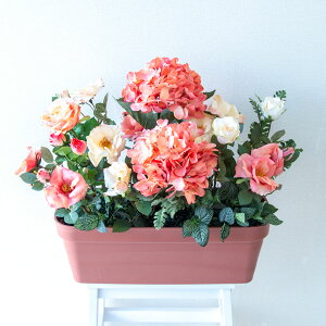 造花プランター フラワープランター フラワーアレンジメント フェイクグリーン 店舗装飾 ディスプレイ パチンコ店 工事現場 住宅展示場 モデルハウス ショールーム 夏装飾 ピンク/PF548-LB 造