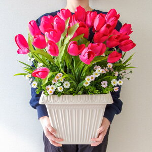 造花プランター フラワープランター フラワーアレンジメント フェイクグリーン 店舗装飾 ディスプレイ パチンコ店 工事現場 住宅展示場 モデルハウス ショールーム 春装飾 ピンク/PF550 造花