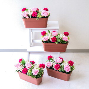 造花プランター フラワープランター フラワーアレンジメント フェイクグリーン 店舗装飾 ディスプレイ パチンコ店 工事現場 住宅展示場 モデルハウス ショールーム ピンク/PF625-MINI 造花ミ