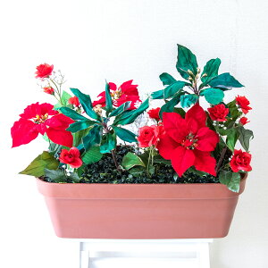 造花プランター フラワープランター フラワーアレンジメント フェイクグリーン 店舗装飾 ディスプレイ パチンコ店 工事現場 住宅展示場 モデルハウス ショールーム ミックス レッド/PF671-LB