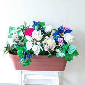 造花プランター フラワープランター フラワーアレンジメント フェイクグリーン 店舗装飾 ディスプレイ パチンコ店 工事現場 住宅展示場 モデルハウス ショールーム 冬装飾 クリスマス マル