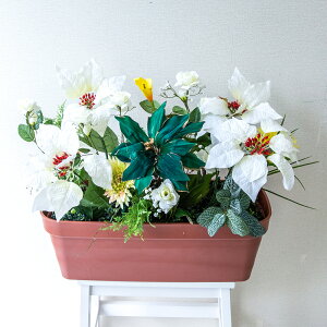 造花プランター フラワープランター フラワーアレンジメント フェイクグリーン 店舗装飾 ディスプレイ パチンコ店 工事現場 住宅展示場 モデルハウス ショールーム 冬装飾 クリスマス ホワ