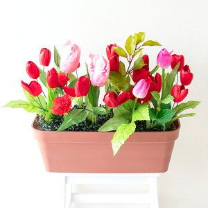 造花プランター フラワープランター フラワーアレンジメント フェイクグリーン 店舗装飾 ディスプレイ パチンコ店 工事現場 住宅展示場 モデルハウス ショールーム 春装飾 マルチカラー/PF7