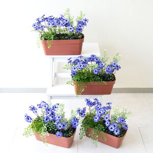 造花プランター フラワープランター フラワーアレンジメント フェイクグリーン 店舗装飾 ディスプレイ パチンコ店 工事現場 住宅展示場 モデルハウス ショールーム 通年 パープル/PF723-MINI