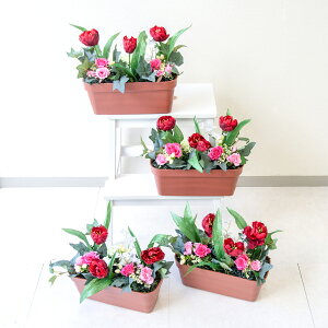 造花プランター フラワープランター フラワーアレンジメント フェイクグリーン 店舗装飾 ディスプレイ パチンコ店 工事現場 住宅展示場 モデルハウス ショールーム 通年 マルチカラー/PF726-