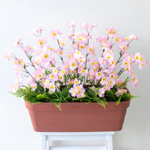 造花プランター フラワープランター フラワーアレンジメント フェイクグリーン 店舗装飾 ディスプレイ パチンコ店 工事現場 住宅展示場 モデルハウス ショールーム 春装飾 ピンク/PF743-LB 造