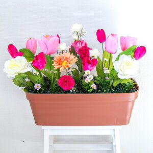 造花プランター フラワープランター フラワーアレンジメント フェイクグリーン 店舗装飾 ディスプレイ パチンコ店 工事現場 住宅展示場 モデルハウス ショールーム 春装飾 ピンク/PF773-LB 造