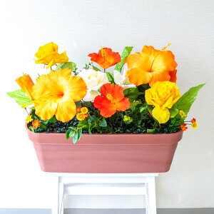 造花プランター フラワープランター フラワーアレンジメント フェイクグリーン 店舗装飾 ディスプレイ パチンコ店 工事現場 住宅展示場 モデルハウス ショールーム 夏装飾 /PF802-LB 造花プラ