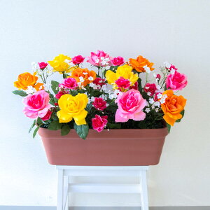 造花プランター フラワープランター フラワーアレンジメント フェイクグリーン 店舗装飾 ディスプレイ パチンコ店 工事現場 住宅展示場 モデルハウス ショールーム 通年 ピンク/PF017-LB 造花