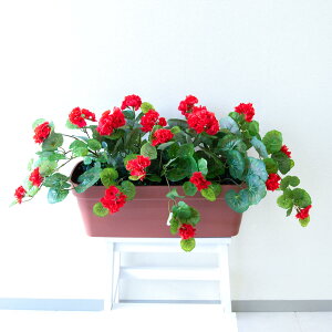 造花プランター フラワープランター フラワーアレンジメント フェイクグリーン 店舗装飾 ディスプレイ パチンコ店 工事現場 住宅展示場 モデルハウス ショールーム 通年 レッド/PF051-LB 造花