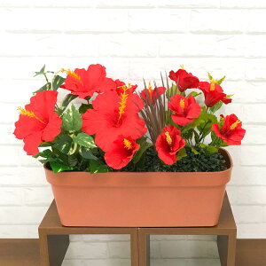 造花プランター フラワープランター フラワーアレンジメント フェイクグリーン 店舗装飾 ディスプレイ パチンコ店 工事現場 住宅展示場 モデルハウス ショールーム 夏装飾 レッド/PF297 造花