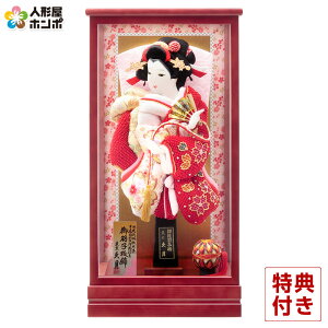 羽子板 久月 ケース飾り 初風 絞り金彩刺繍振袖 手描面相本押絵仕立 久月オリジナル面相 10号 マホ塗ケース 【2026年度新作】 h081-k-15450