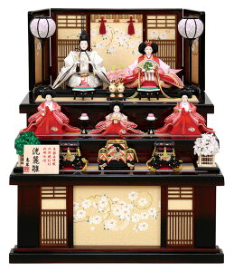雛人形 ひな人形 雛 コンパクト収納飾り 三段飾り 五人飾り 恵翠作 洸麗雛 京都西陣織 刺繍仕様 三五親王 柳官女 塗桐 【2021年度新作】 h033-fz-4f16-aa-612