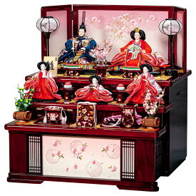 雛人形 コンパクト 平安豊久 ひな人形 収納飾り 三段飾り 五人飾り 愛莉 刺繍 大三五親王 芥子官女揃 【2026年度新作】 h083-mo-303115 HJ-124