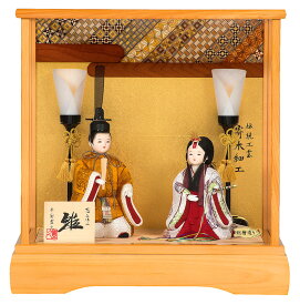 雛人形 コンパクト 平安豊久 ひな人形 木目込人形飾り ケース飾り 親王飾り 立雛 令和 入れ目 檜ケース 寄木細工 【2026年度新作】 h083-mo-317608 HJ-158