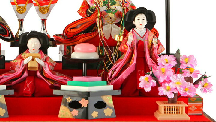 楽天市場】雛人形 特選 ケース飾り ひな人形 五人飾り 桜 本焼桐 